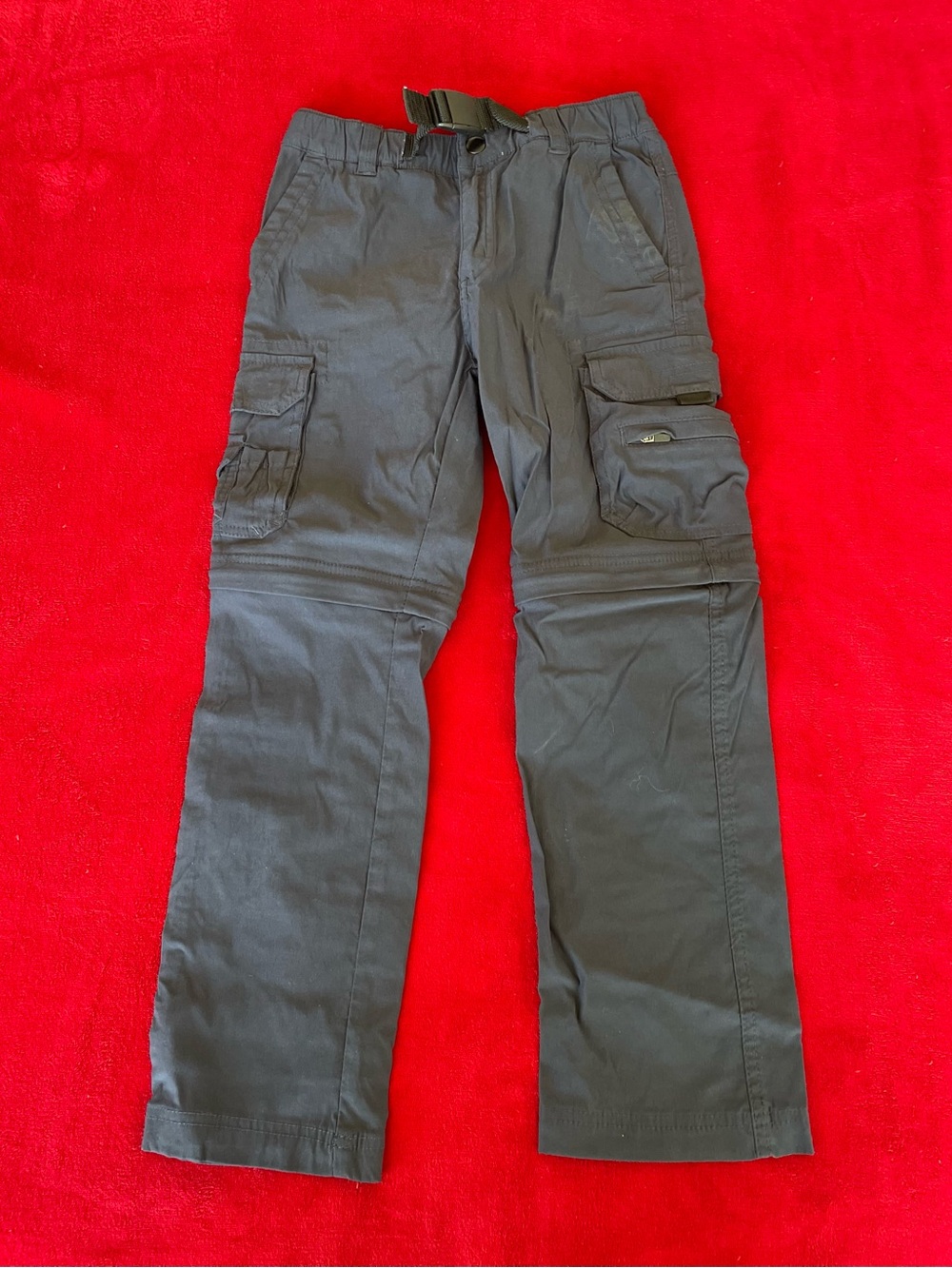 Unionbay Girl's Elastic Waist Convertible Leg Navy Blue Straight Cargo Pants S